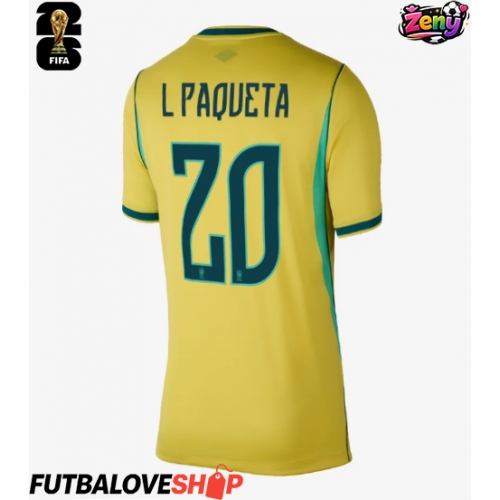 Dres Brazília Lucas Paqueta #20 Domáci pre Ženy MS 2026 Krátky Rukáv